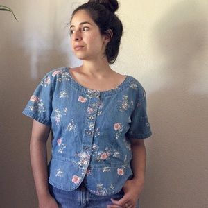 Crazy Horse Floral Button Down Top